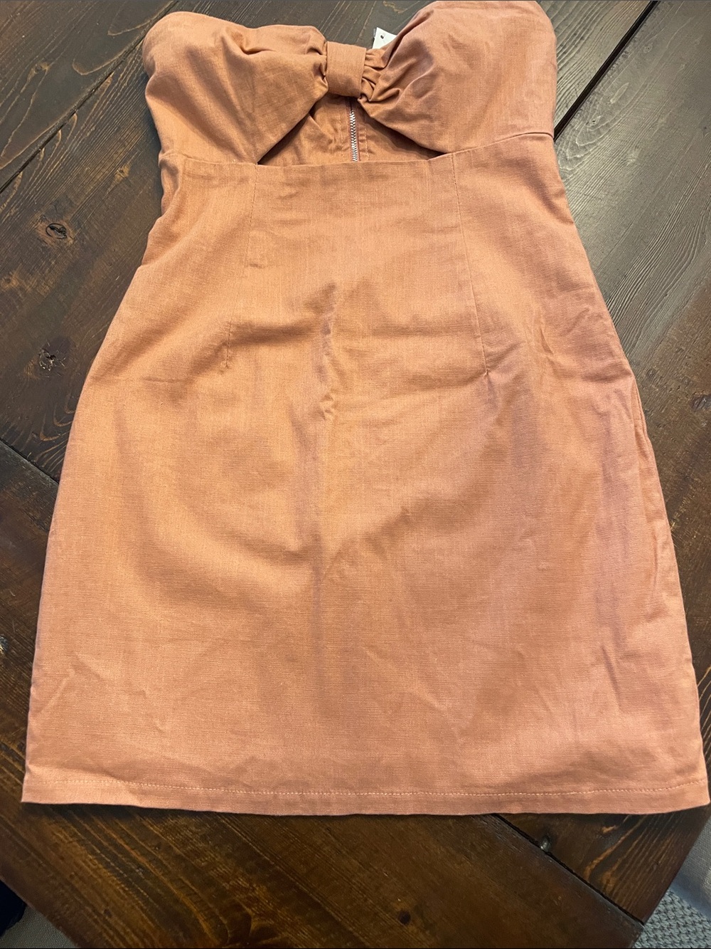 NEW MARBLE Strapless Mini Dress in Terracotta Rust